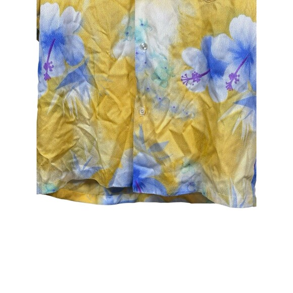 Vintage Pomare Hawaii Aloha Shirt Men’s M Yellow Blue Hibiscus Floral - Picture 3 of 9